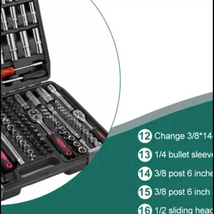 D80-Conjunto 216 PEÇAS ferramentas mecânicas em aço cromo vanádio
