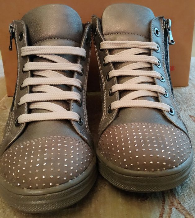 NOWE BUTY Bata R.34 Brąz - Oryginalne - Zdobione - Zamek - Sznurówki