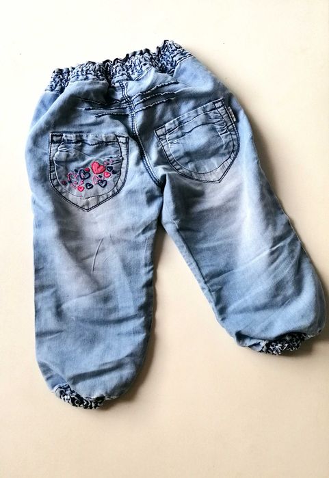 jeansowe bawełniane spodnie dla dziewczynki 12-18mies 86cm