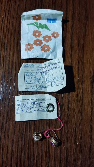 Złote kolczyki z kamieniem_próba 3_złoto 585