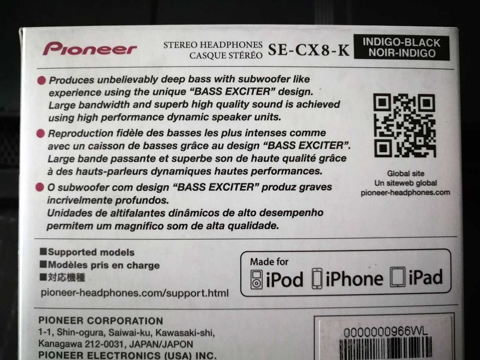 Pioneer SE-CX8K headphones in-ear Superior Club Sound ( Japão ) novos