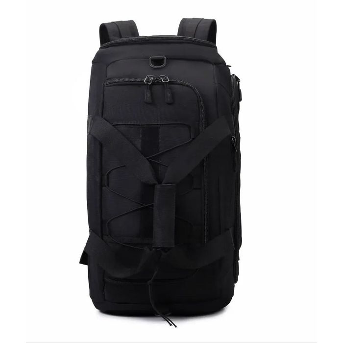 Тактична дорожня сумка-рюкзак 2 в 1 — зміцнена, універсальна чорна