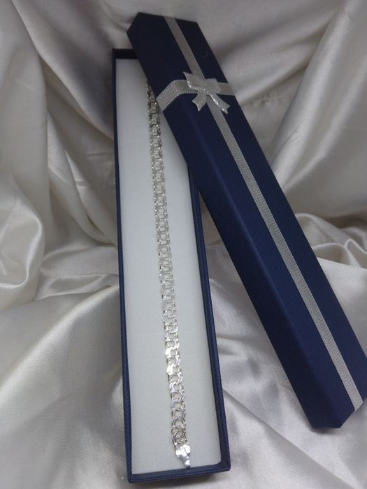 Srebrna bransoletka Garibaldi, próba 925, długość 21 cm