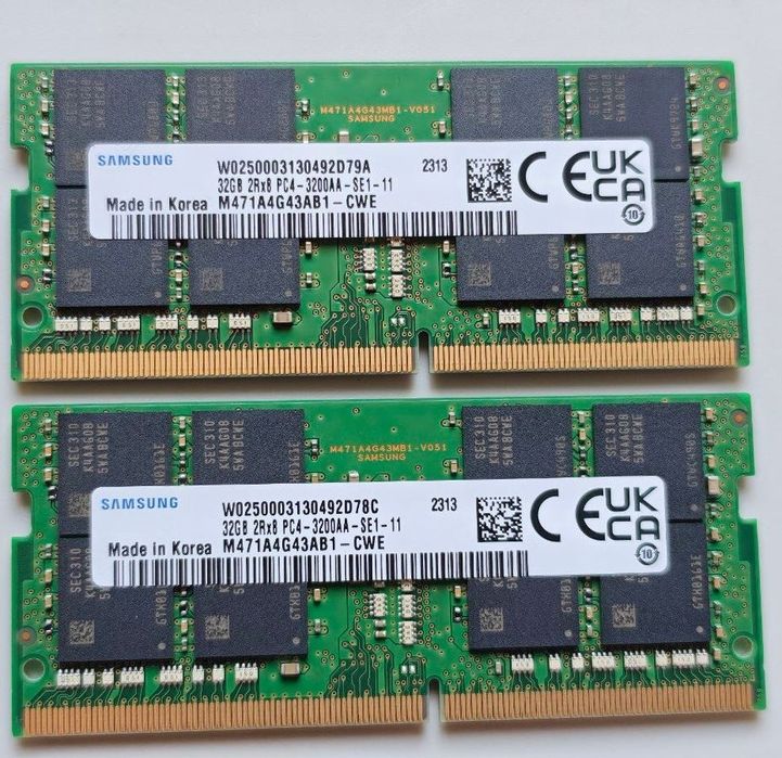 64GB Samsung DDR4 3200 MHz комплект 2×32GB SODIMM