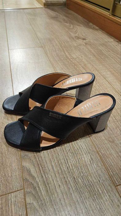 Сабо жіночі на каблуку р.40 шкіра, Польща