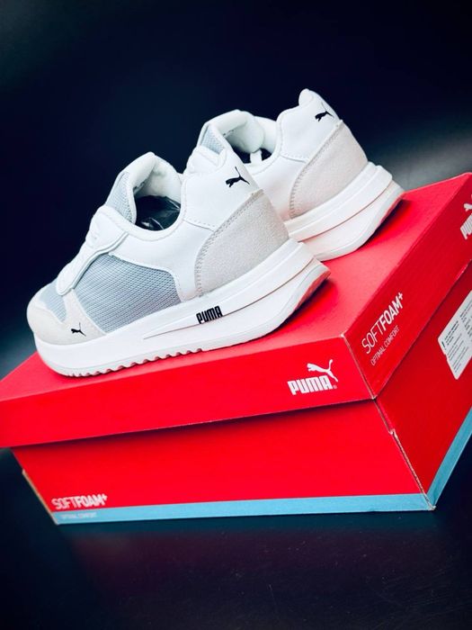 Кросівки з перфорацією пума • puma SoftFoam • шкіряні кожані кросовки • пума жіночі білі • підошва SpEVA • ідеальні на літо
