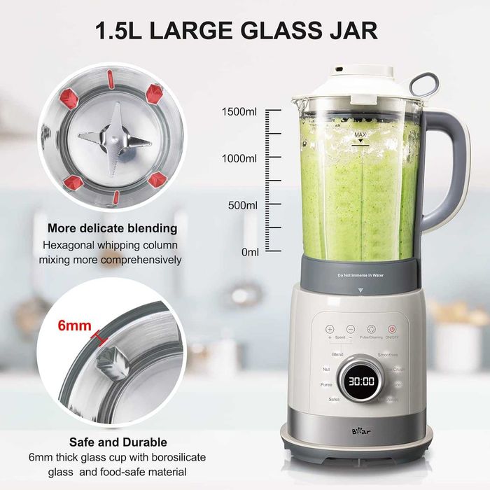 Wielofunkcyjny blender kuchenny Bear 1200W 1,5 L, wyświetlacz LED