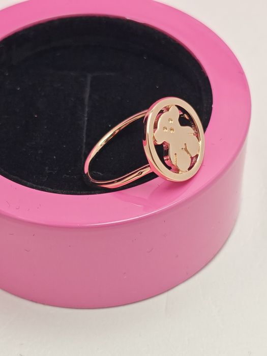 Pierścionek 16 z misiem różowe srebro vermeil 925