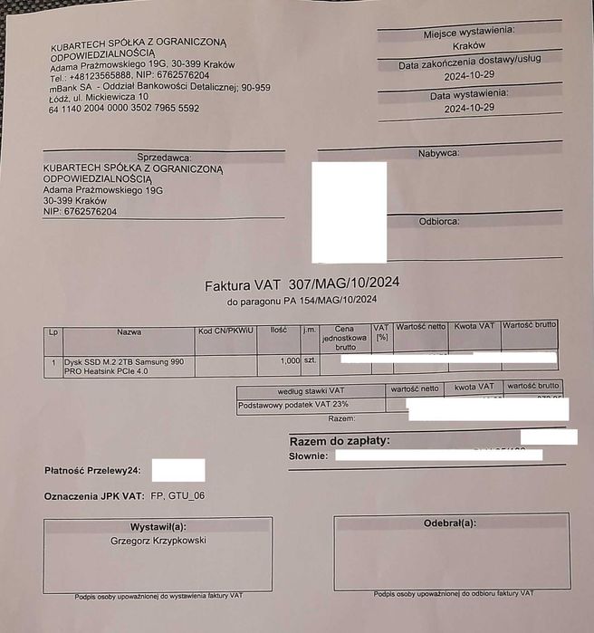 Samsung 990 PRO Heatsink 2TB M.2 PCIe Dysk SSD MZ-V9P2T0GW
