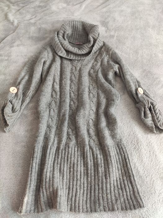 Sweter golf dłuższy tunika ciążowa Happymum r. S ciepły szary