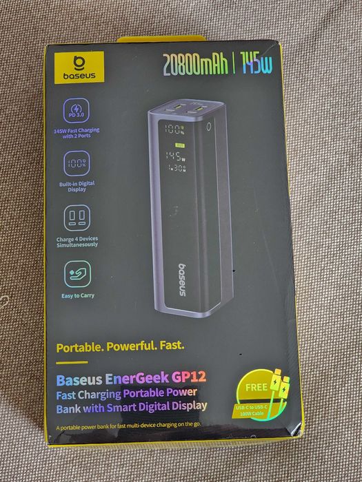 Baseus 145W Power Bank 20800mAh Dual USB A USB C PD 100W Fast Charging