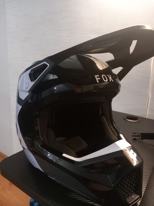 Kask FOX V1 LEAN BLACK + gogle fox