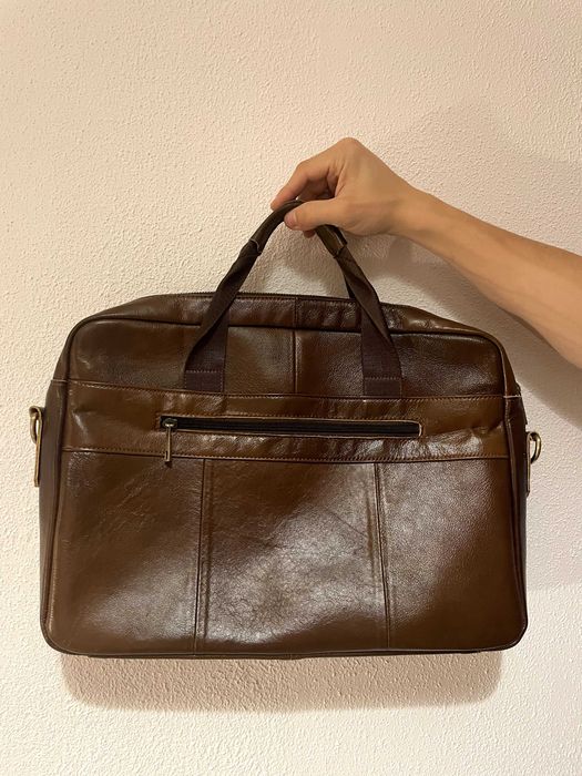 Brązowa torba męska / unisex na laptopa skóra naturalna