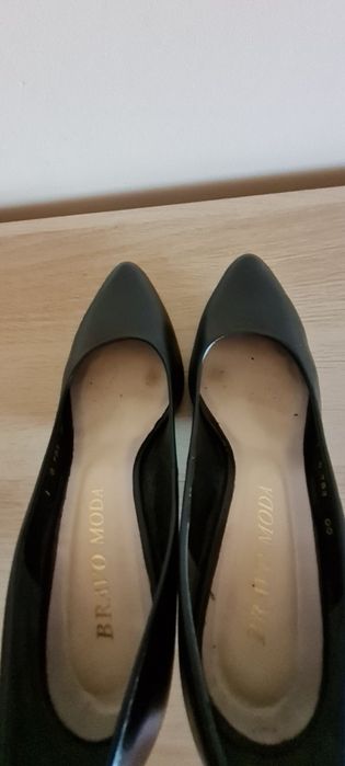 Skórzane czarne szpilki buty na obcasie Bravo Moda