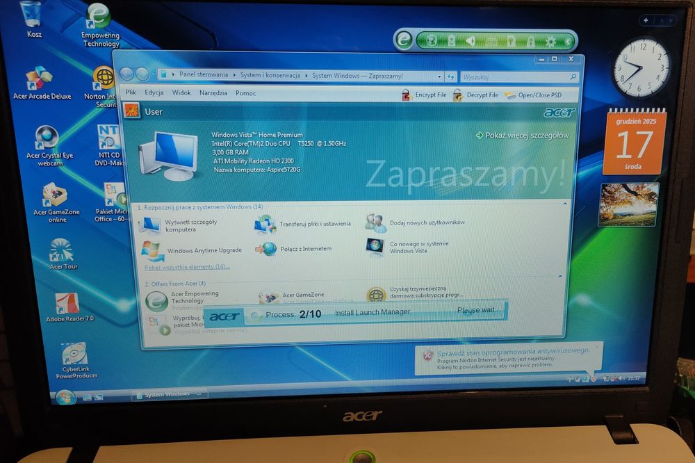 Laptop Acer Aspire 5720G Win Vista