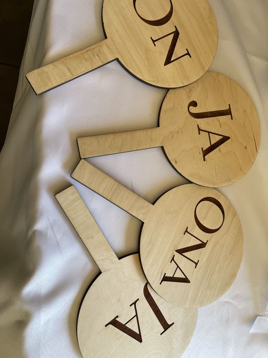 Tabliczki weselne drewniane „JA / ON / JA/ ONA