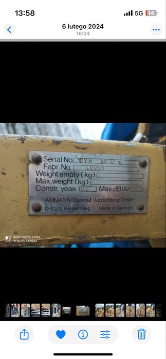 Zageszczarka Ammann DVH 5010 Hatz 1D80S 500kg