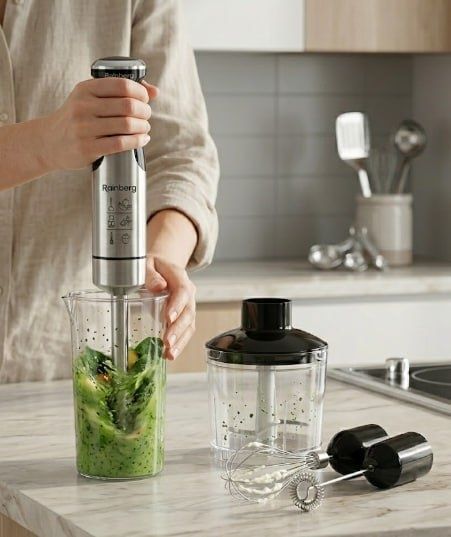 Потужний блендер 1200Вт! Ручний блендер RB-2307 Погружний Rainberg 5в1