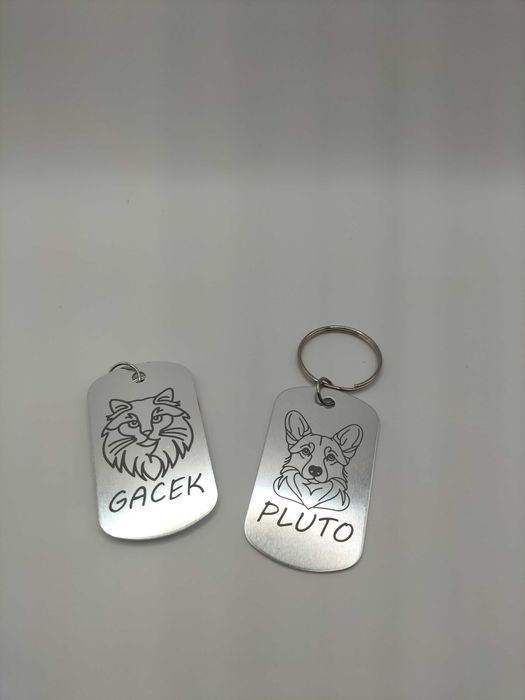 Identyfikator dla kota, aluminiowa grawerowana, srebrna 50x30mm