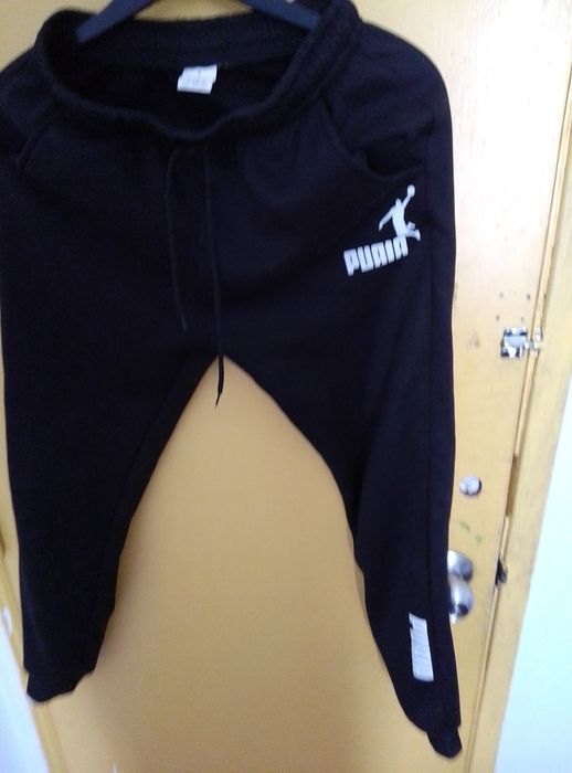 Calças de fato de treino Puma pretas - Tamanho S - Logo branco