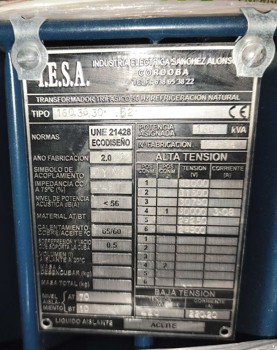 TRANSFORMADOR 160KVA 30KV - I.E.S.A. - 2021 - NOVO