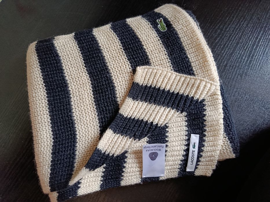 Оригінальний довгий шарф lacoste (100% вовна, 250см завдовжки, 25см у ширину)