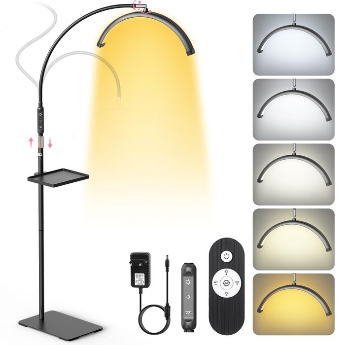 Lampa półksiężyc bezcieniowa czarna kosmetyczna do rzęs regulowana