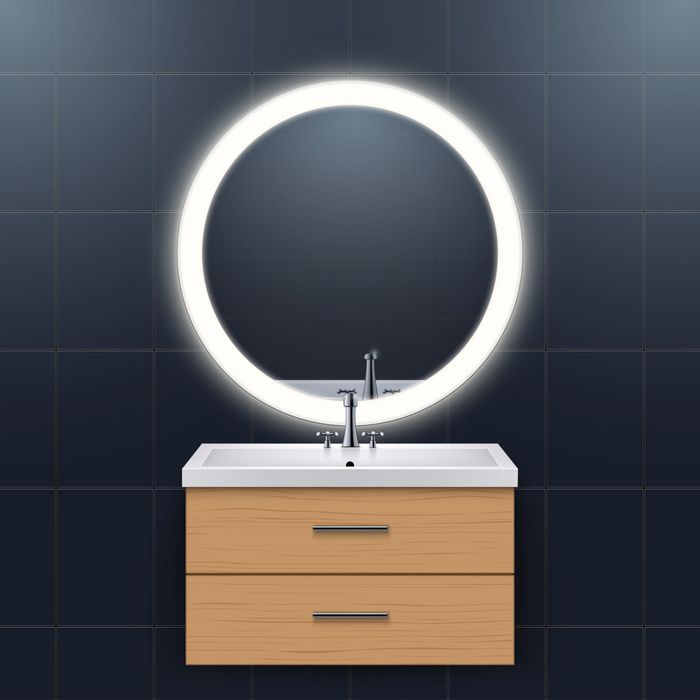 Lustro LED 60 cm okrągłe bez ramy z włącznikiem z piaskowaniem