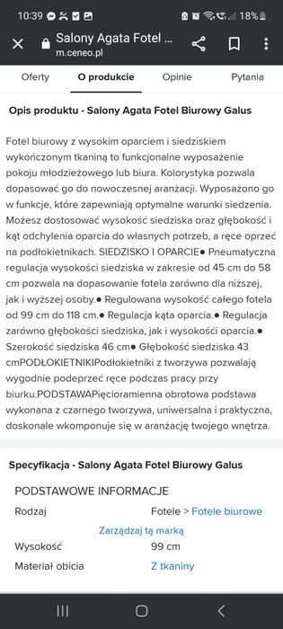 Fotel/Krzesło biurowe obrotowe Agata Meble czarne