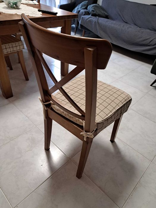 MESA Refeição com 6 CADEIRAS madeira pinho maciça