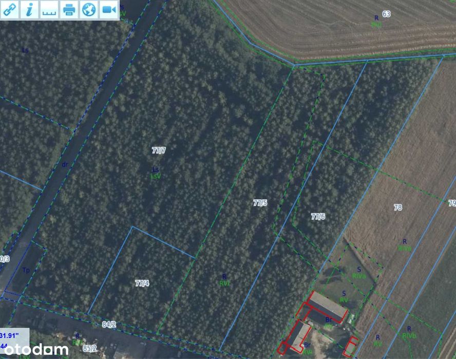 Działka 4hektary/ rolna 2h/ leśna 2h/ łącznie 40 077m2 ,