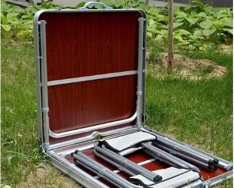 Алюминииевый складной стол для сада,пикника и 4 стула,чемодан