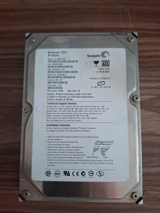 Dysk twardy Seagate Barracuda 7200.7 80GB SATA ST380817AS nr 549