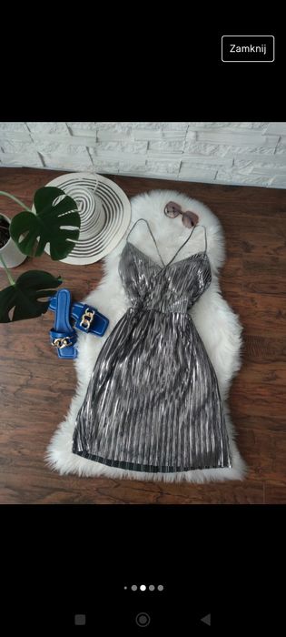 Sukienka Cropp mini srebra na ramiączkach Rozmiar M L