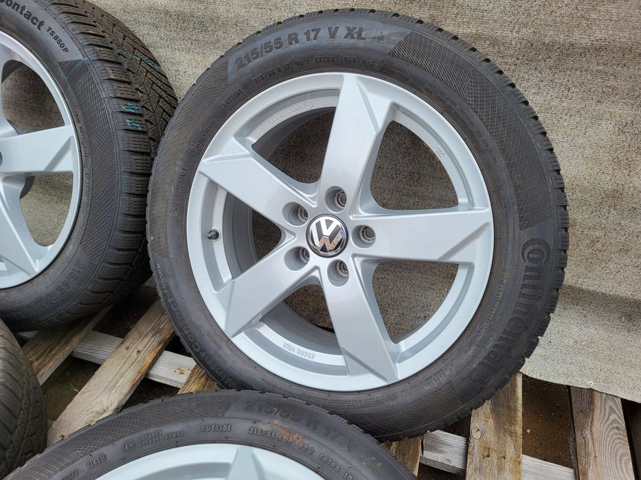 [K371] Koła zimowe 17 Cali 5x112 + Opony 215/55/17 6m VW Passat Touran
