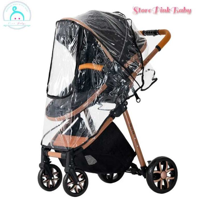 Carrinho de bebé 3 em 1 PinkBaby - LUXUS MAGIC - Preto Gold