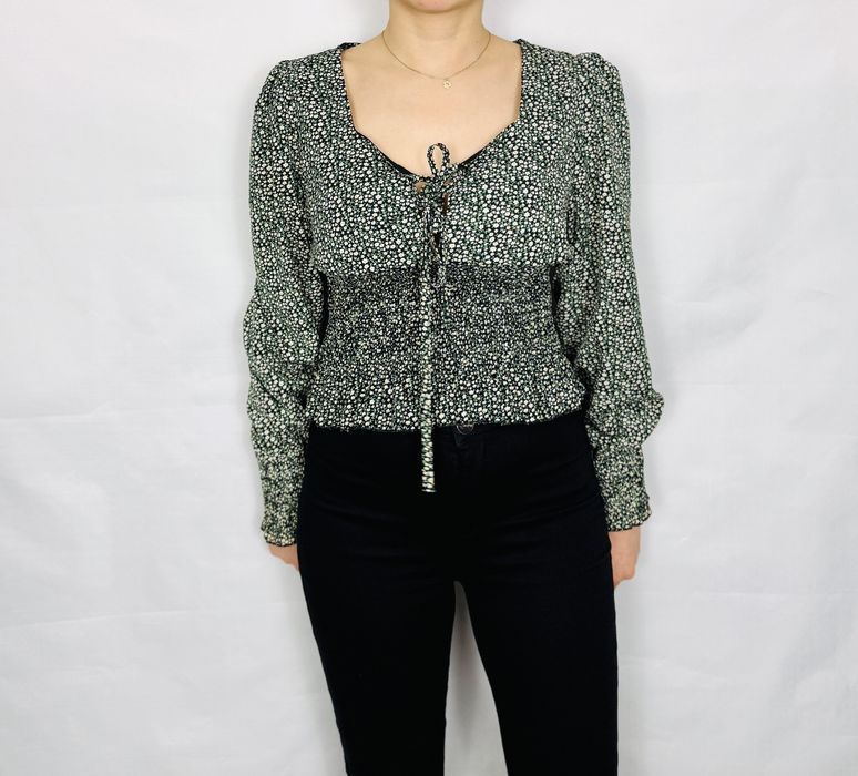 Zielona bluzka w drobne kwiaty S/M 36/38
