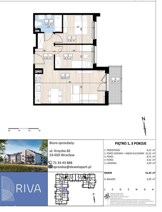 3 Pokoje | 51,3 M² | Nowe| Wykończone| Klimatyzacja| Maślice |Wrocław