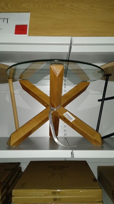 Стіл кавовий новий з масиву дуба та гартованого скла бренду Jusk