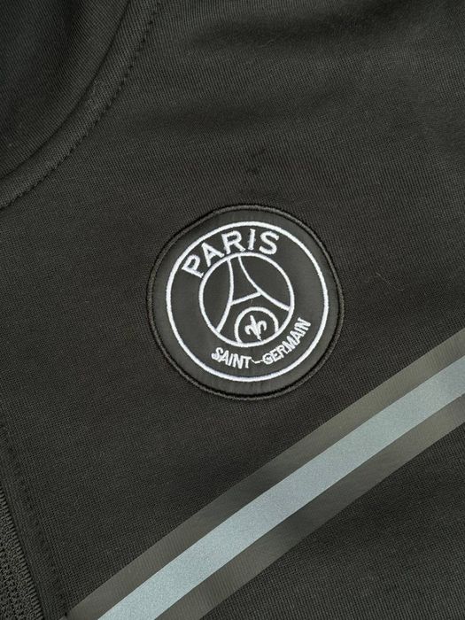 Зіп-худі Nike Tech Fleece PSG чорна чоловіча зіпка Найк Теч Флис | Кофта Найк Теч флис черная мужская спортивная зипка Nike Tech Fleece X PSG серая