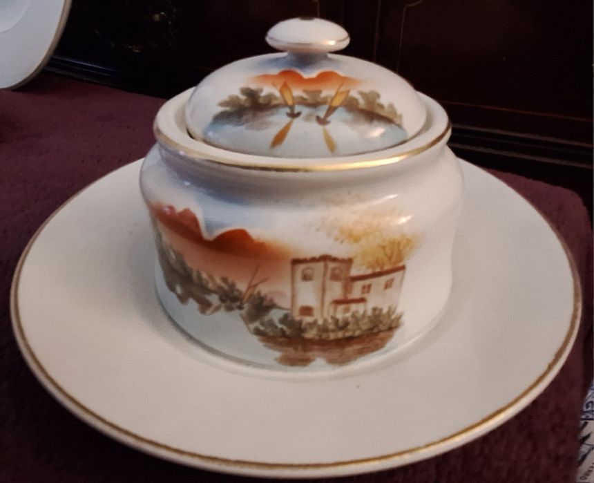 Serviço chá muito antigo inicio sec XX, 19 peças faiança Massarellos