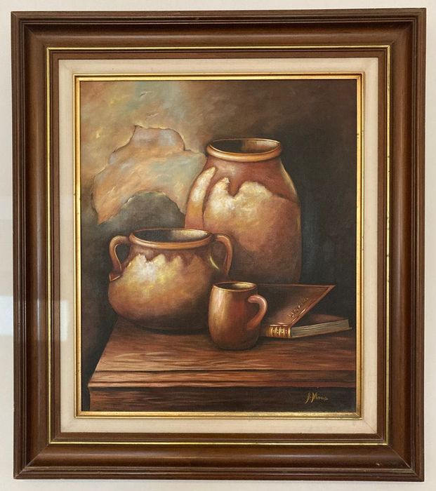 Pintura a Óleo com Caixilho de Madeira