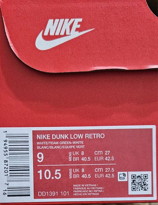 Ténis novos a estrear na caixa Nike Dunk Low Retro, 42,5 europeu