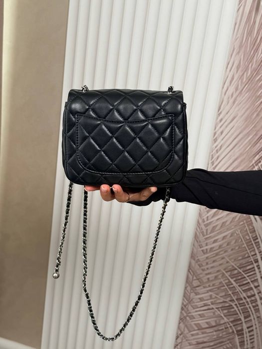 Premium ‼️Chanel Mini 17 Classic Flap Bag in Black with Silver
