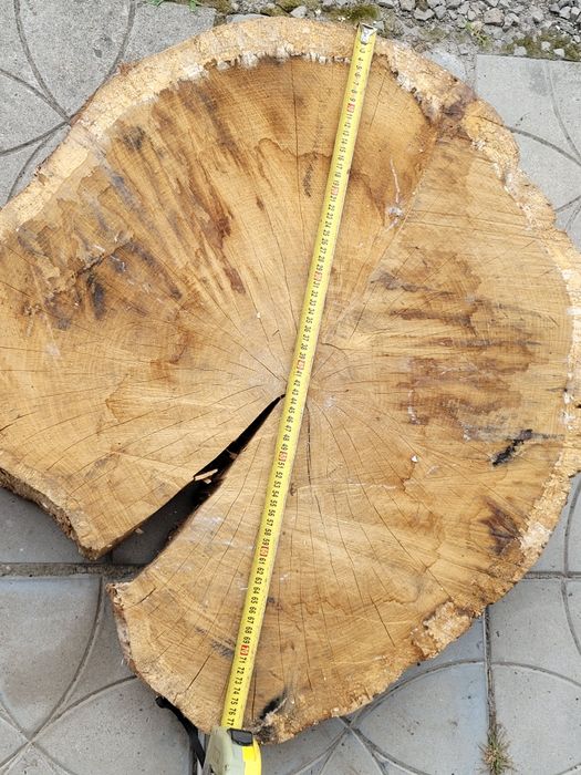 Duże plastry dębu sezonowane 6 lat – blat na stół, stolik, ławę – grubość ok. 15 cm