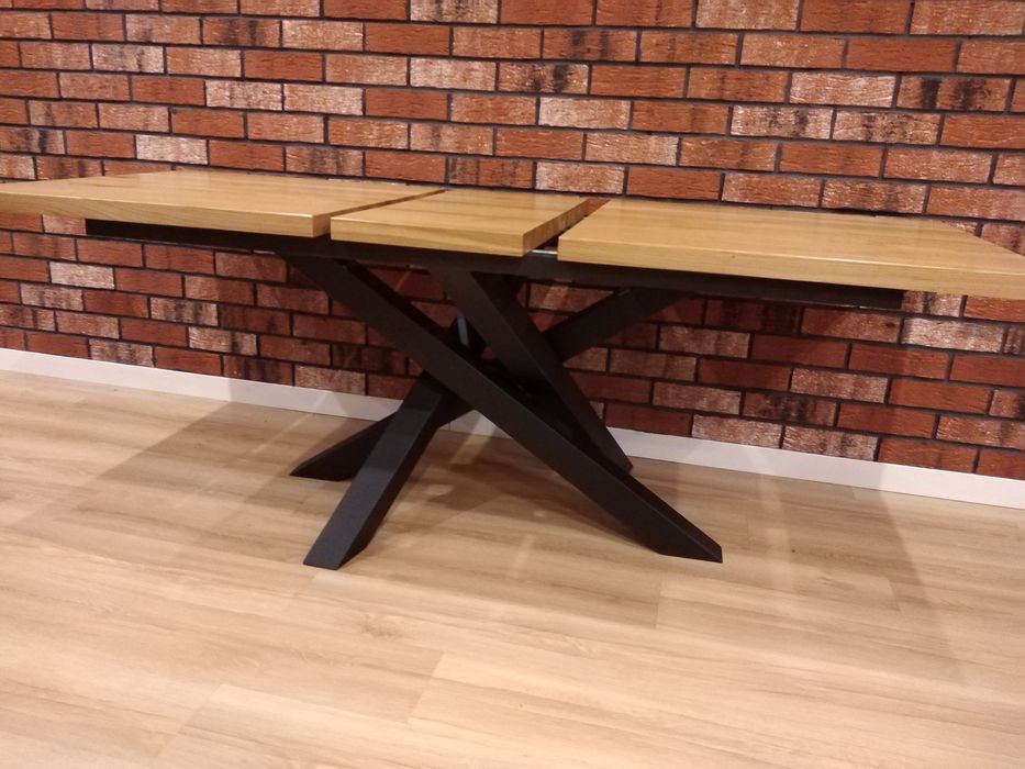 Stół Twister rozkładany jadalniany dębowy - industrialny loft