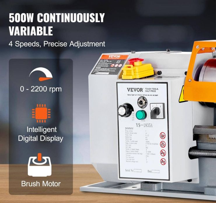 Токарний станок Vevor , токарний верстат Vevor 500watt