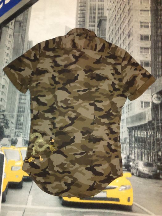 Koszula z krótkim rękawem moro Zara wyszywany smok ze smokiem S