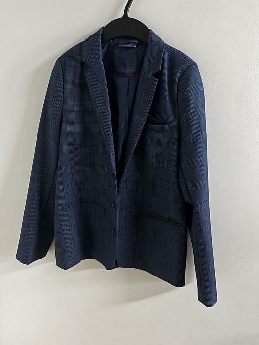 Marynarka - odcienie niebieskiego, krateczka - Coccodrillo 152 cm