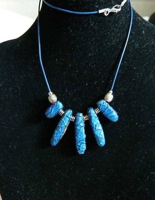 Niebieski kwarc aura, oryginalny naszyjnik